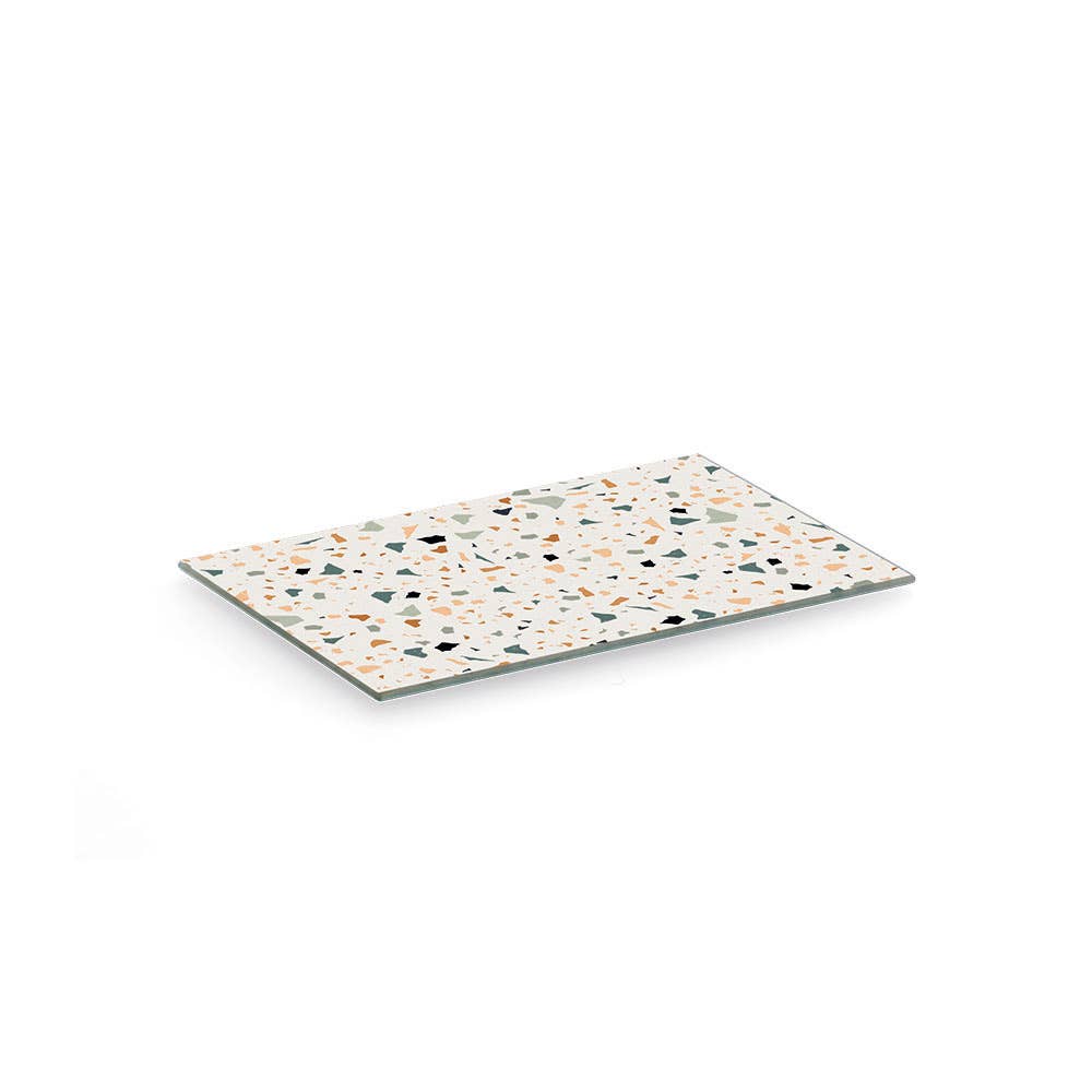 Glazen snijplank « Terrazzo »: Kleurrijk / Ca. 30 x 20 cm