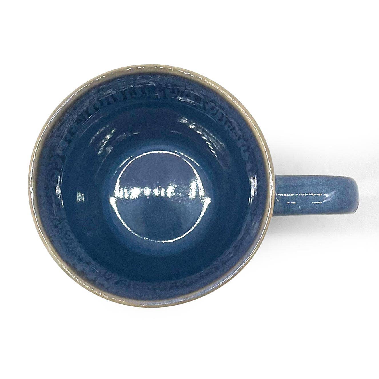 Steengoedbeker met handvat blauw