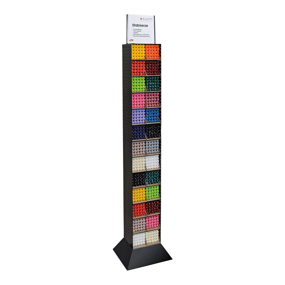 Toren display voor staafkaarsen van metaal, zonder kaarsen, zwart (B/H/D) 38x188x38cm