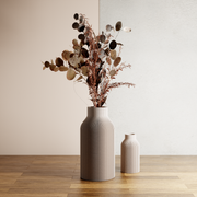 BOTTLE-vaas | Moderne keramiek: Natuurlijk hout / 3-delige set / Met inzetstuk