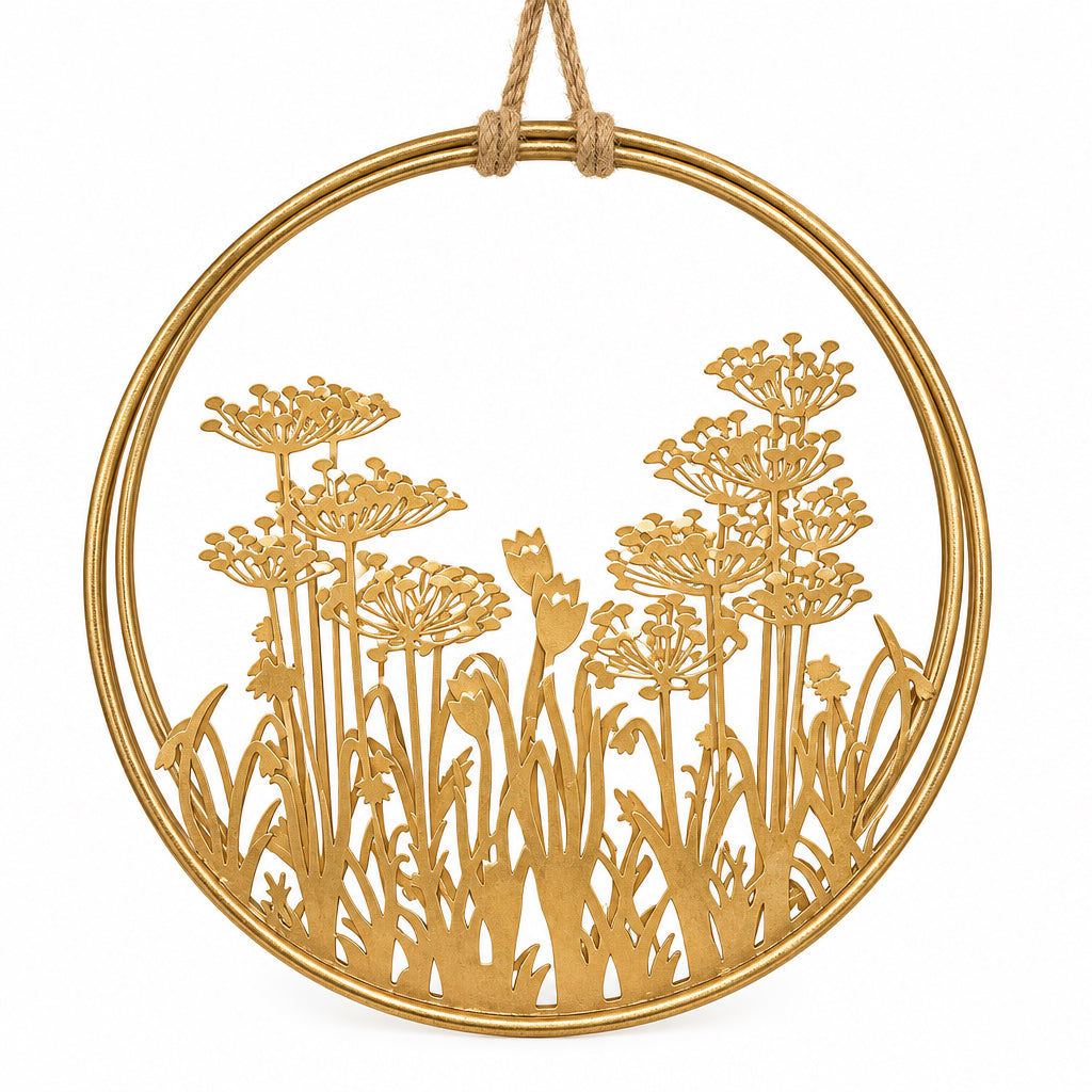 Hanger met bloemen goud kleurig