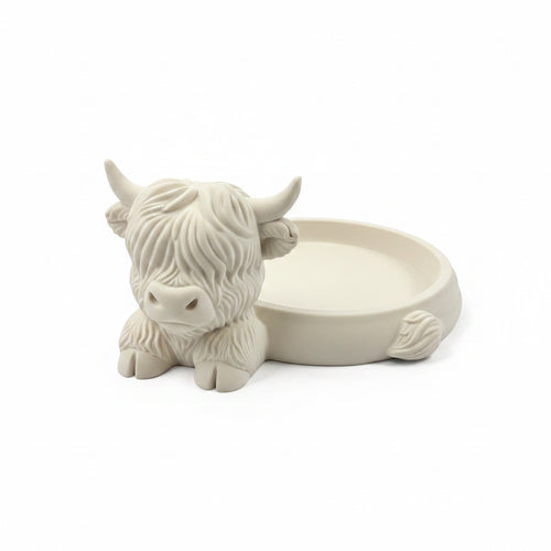 3D geprinte hooglander met bordje