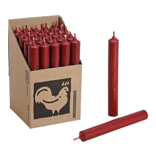 Stompkaars Donkerrood doorgekleurd Ø 2x18 cm Brandduur ca. 8 uur.