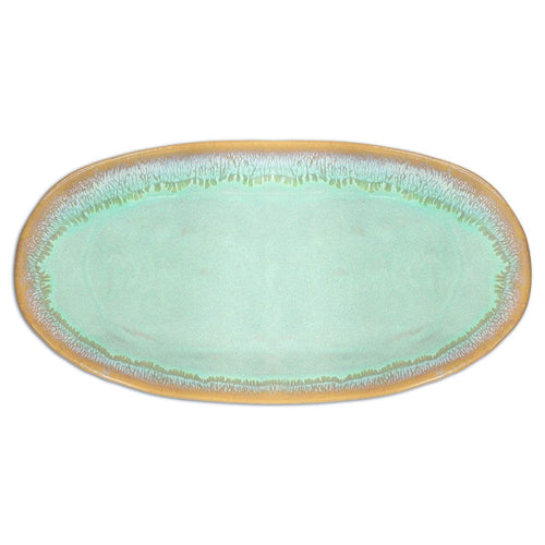 Steengoed Bord klein ovaal, 22,5 x 10,8 cm, turkoois