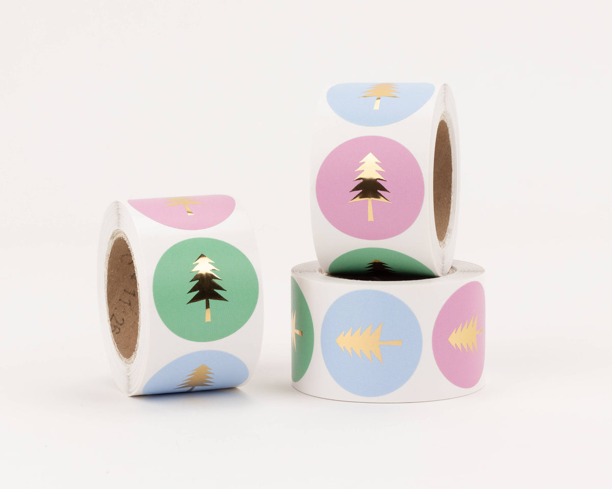 Sticker Dennenboom, Roze / Groen / Blauw, 35mm