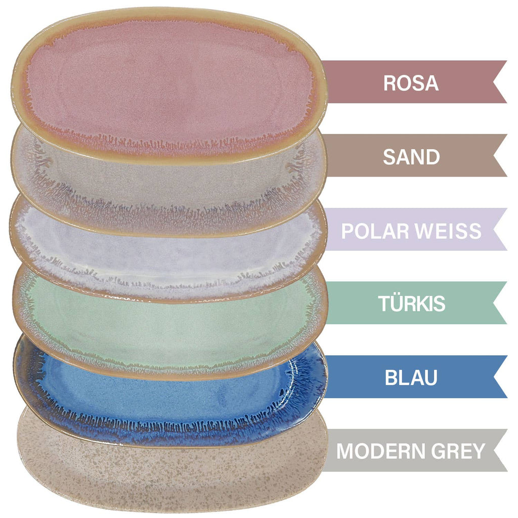 Steengoed bord klein ovaal, 22,5 x 10,8 cm, blauw