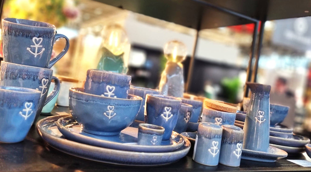 Steengoed zout- en peperstel "Anker" blauw