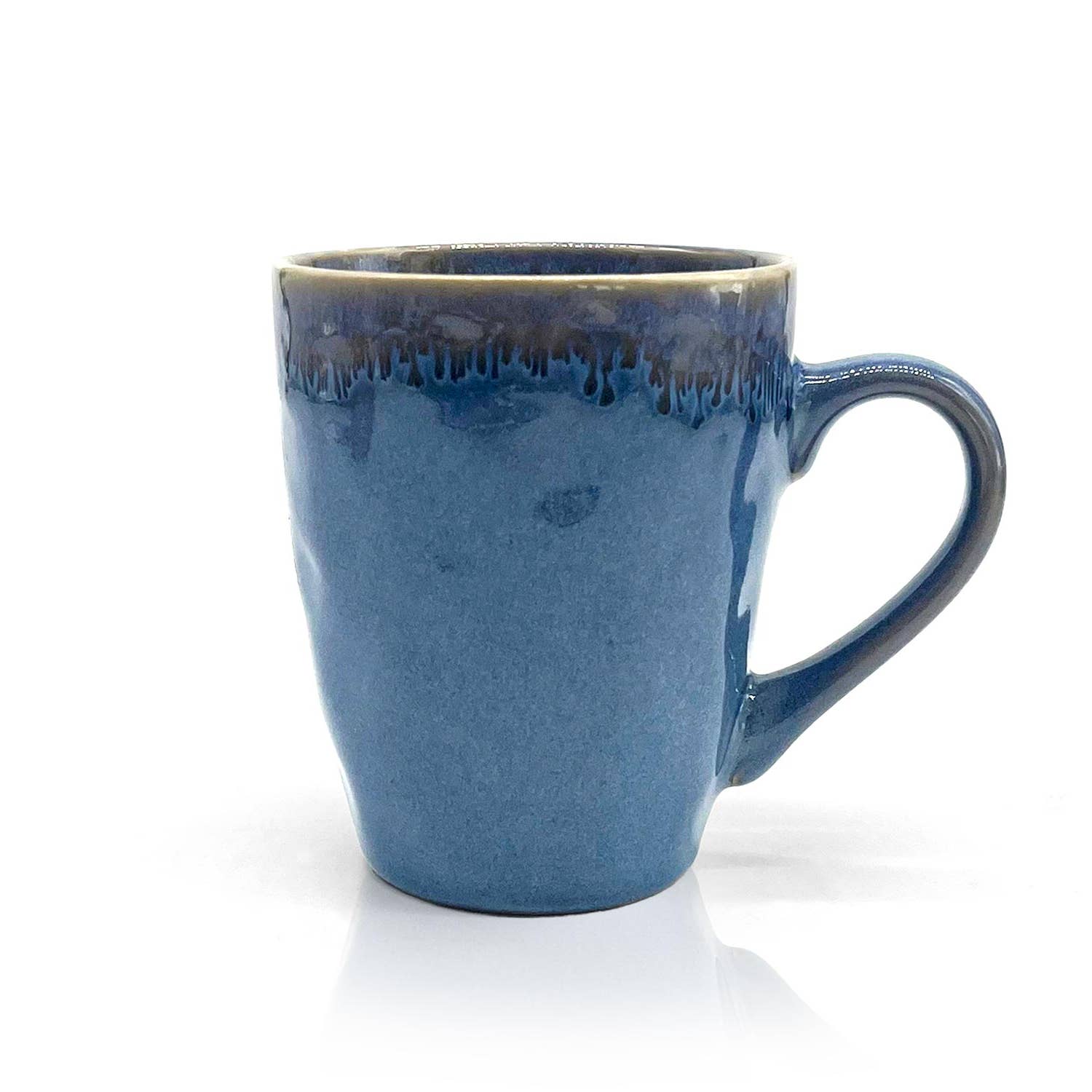 Steengoedbeker met handvat blauw