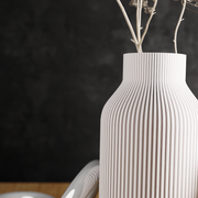 BOTTLE-vaas | Moderne keramiek: Natuurlijk hout / 3-delige set / Met inzetstuk