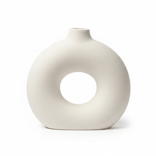 Vaas rond 31x10,5x31 cm wit