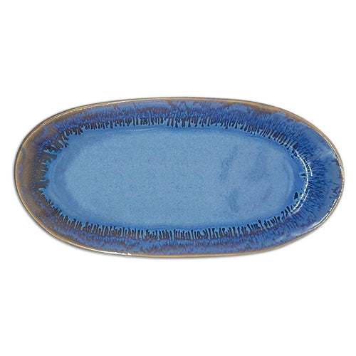 Steengoed bord klein ovaal, 22,5 x 10,8 cm, blauw