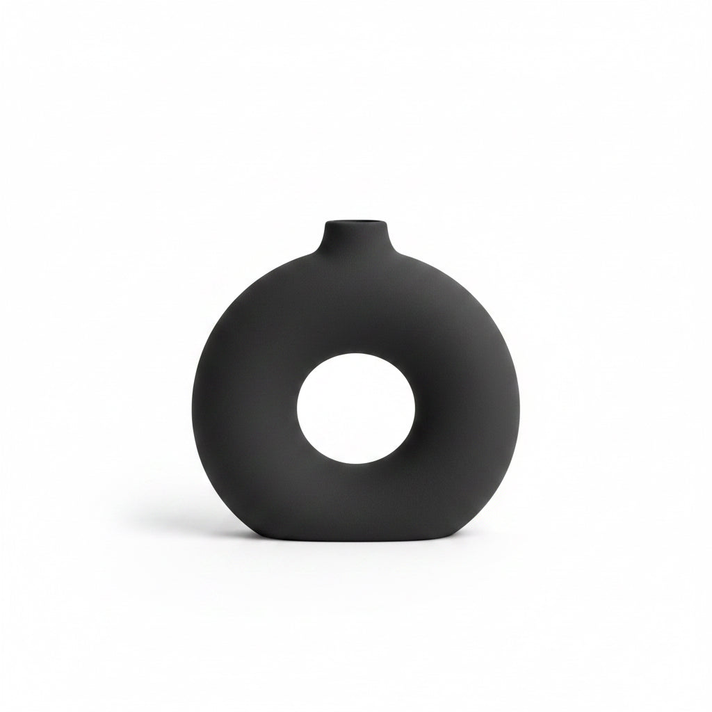 Vaas rond 31x10,5x31 cm zwart