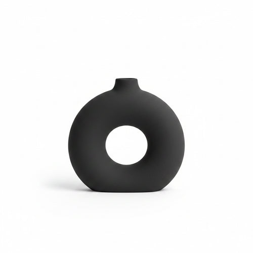 Vaas rond 31x10,5x31 cm zwart