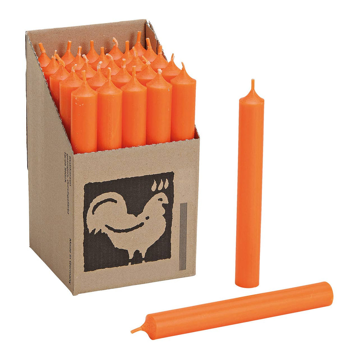 Door-en-door gekleurde oranje dinerkaars Ø 2x18 cm brandduur ca. 8 uur.