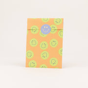 Papieren zakken Smiley, Oranje / Groen: Mini (7cm × 15cm)