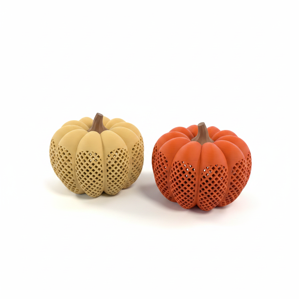 3d geprinte pompoen voor waxinelichtje