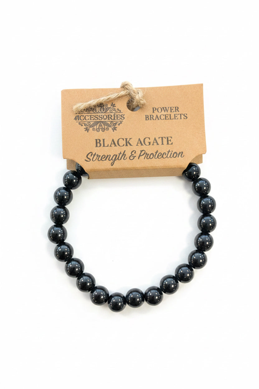 Power bracelets black agate (strengt & protection)