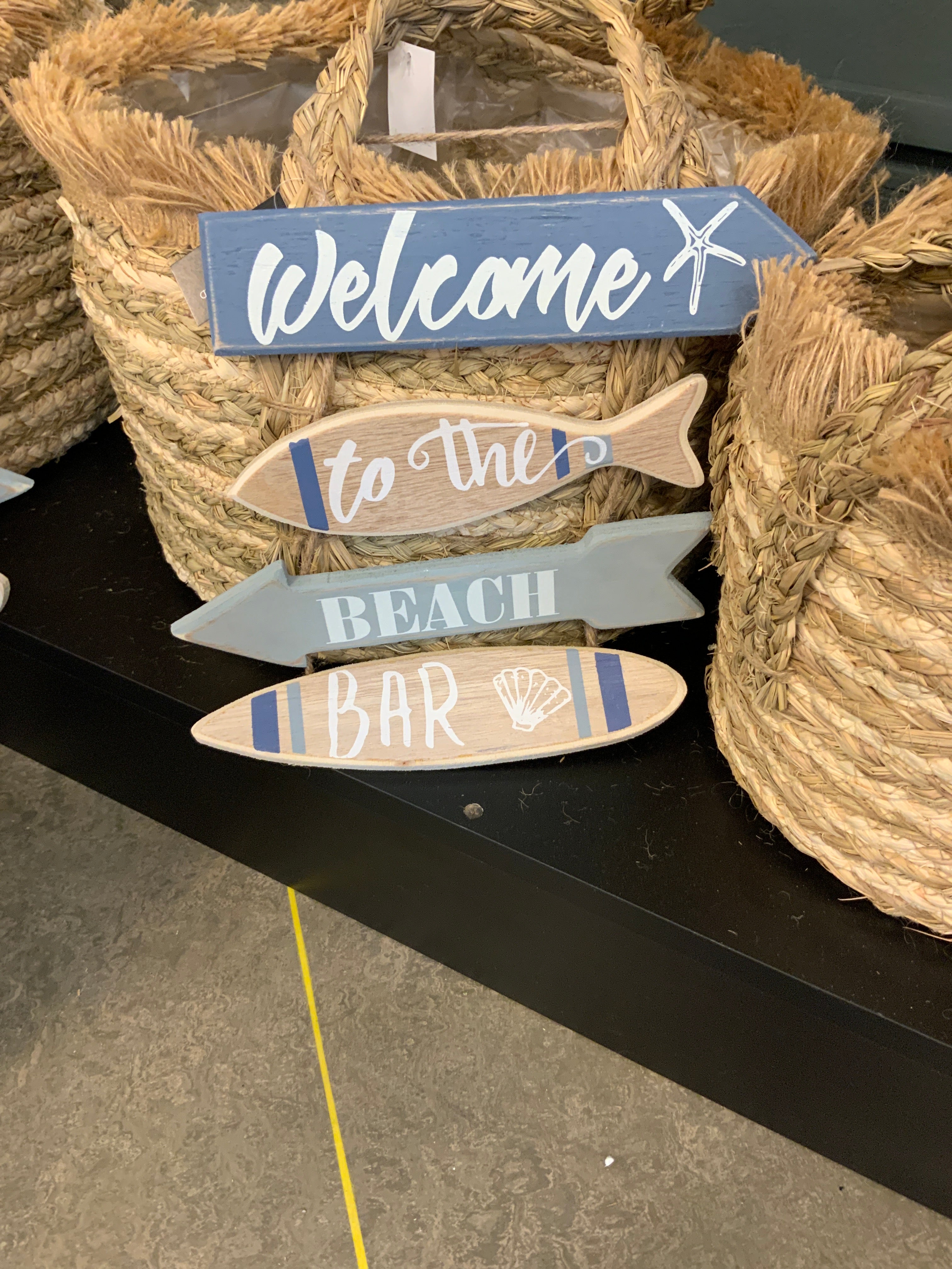 Hanger Welcome Beach wit/blauw - L37B25H0,9CM blauw