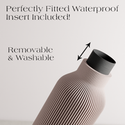 BOTTLE-vaas | Moderne keramiek: Natuurlijk hout / 3-delige set / Met inzetstuk