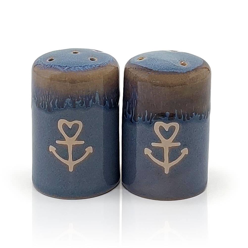 Steengoed zout- en peperstel "Anker" blauw