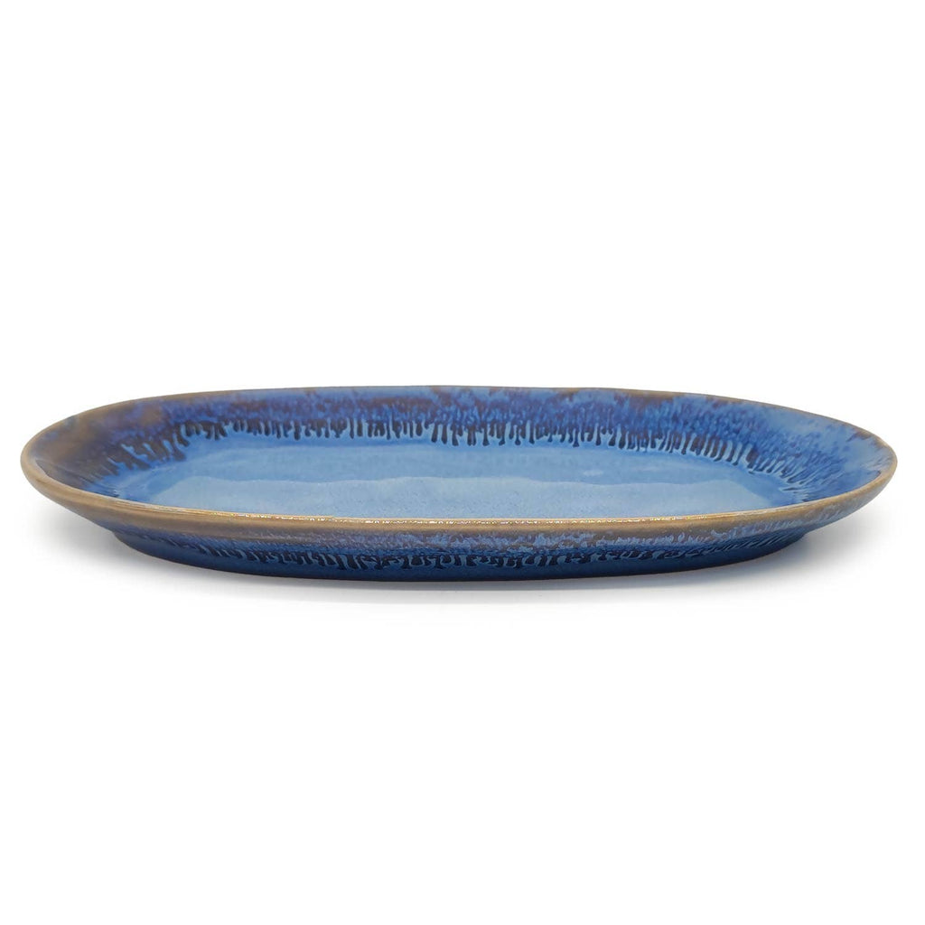 Steengoed bord klein ovaal, 22,5 x 10,8 cm, blauw