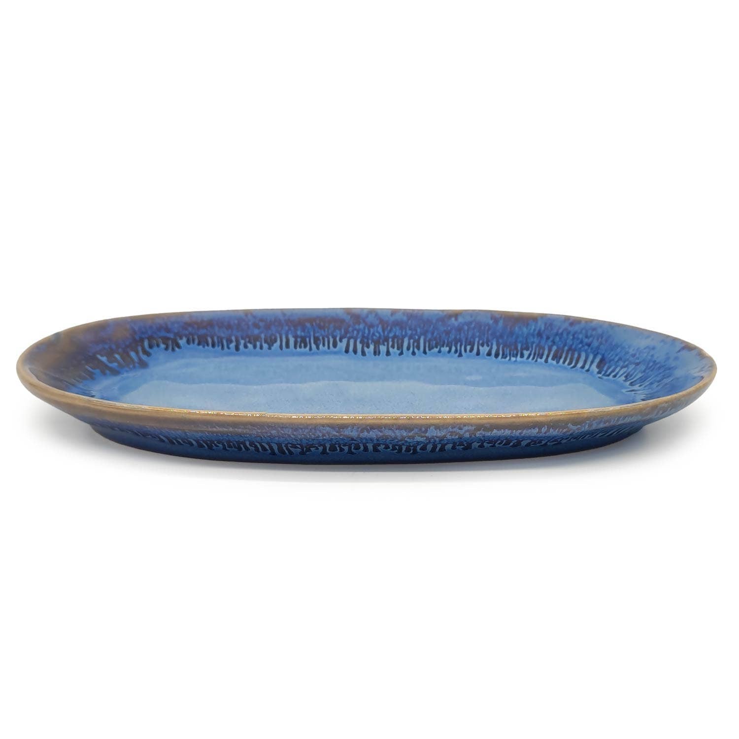 Steengoed bord klein ovaal, 22,5 x 10,8 cm, blauw