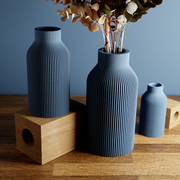 BOTTLE-vaas | Moderne keramiek: Natuurlijk hout / 3-delige set / Met inzetstuk