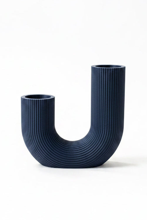3D geprinte kaarsenstandaard donker blauw