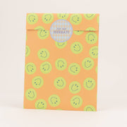 Papieren zakken Smiley, Oranje / Groen: Mini (7cm × 15cm)
