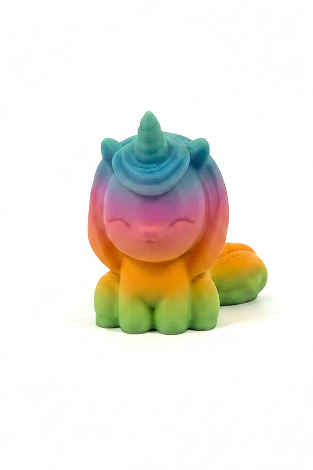 3d geprinte sleutelhanger unicorn regenboog