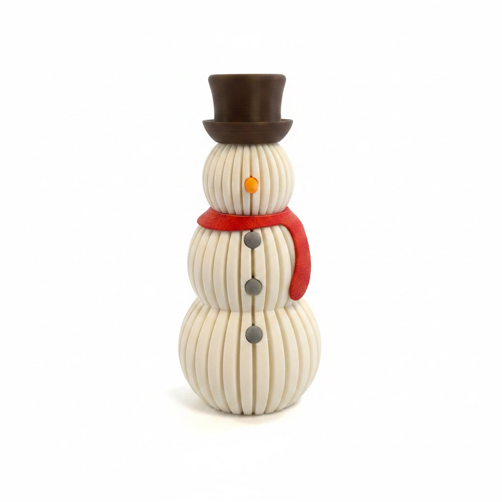 3d geprinte sneeuwpop met sjaal
