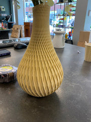 3d geprinte vaas met ruit patroon crème kleur