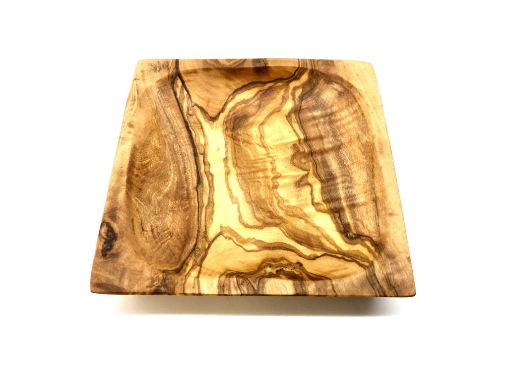 Knabbelschaal van olijfhout (ong. 13x13 cm)