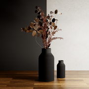 BOTTLE-vaas | Moderne keramiek: Natuurlijk hout / 3-delige set / Met inzetstuk