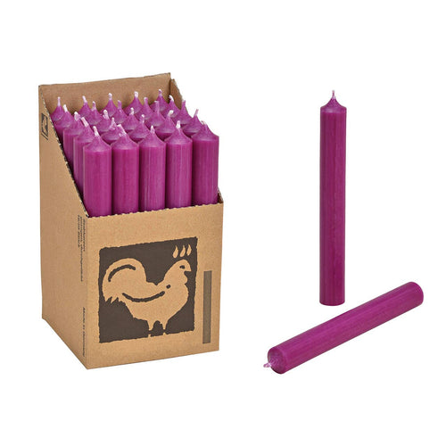 Stompkaars Aubergine doorgekleurd Ø 2x18 cm Brandduur ca. 8 uur.