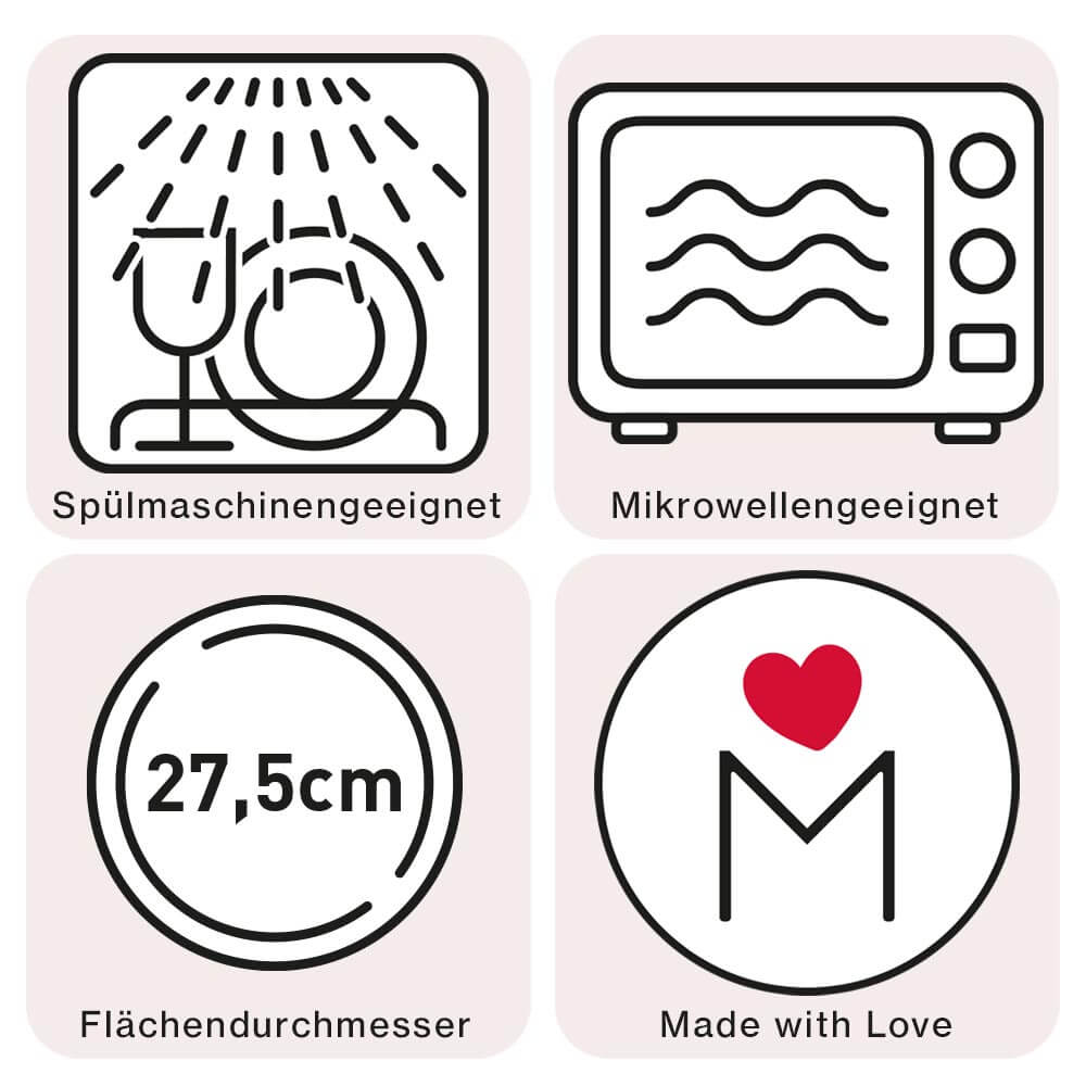 Grote stenen bord, Ø 27,5 cm, roze