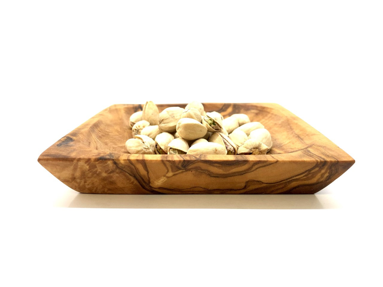Knabbelschaal van olijfhout (ong. 13x13 cm)