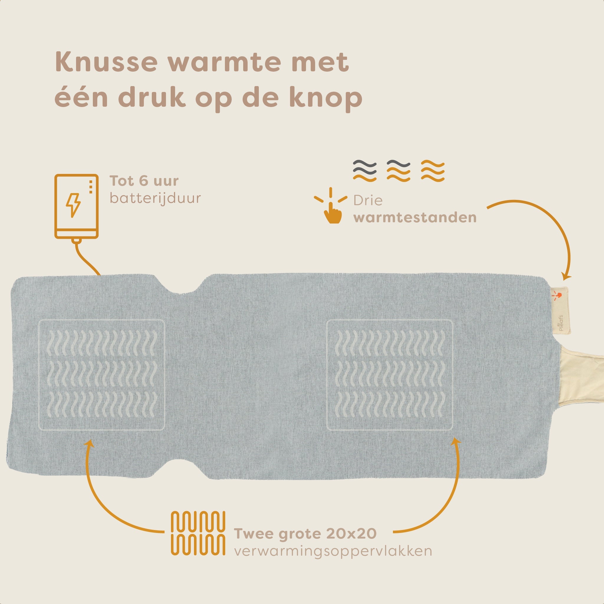 Pleafs warmte kleed 40x110cm grey