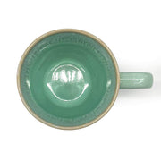 Steengoed mok met handvat en hartmotief, turquoise