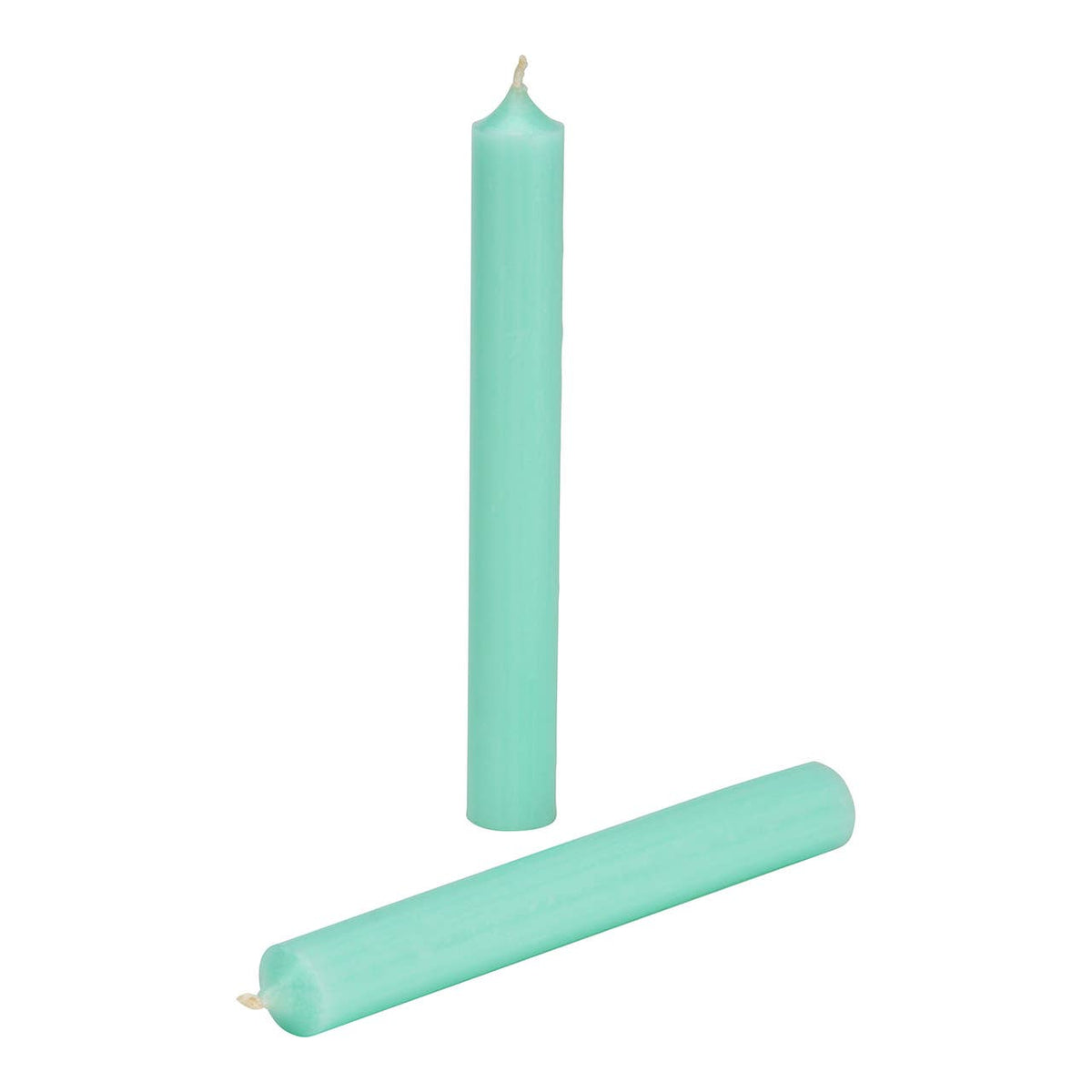 Stompkaars Mintgroen door-en-door gekleurd van was Ø 2x18cm (Brandduur ca. 8 uur)