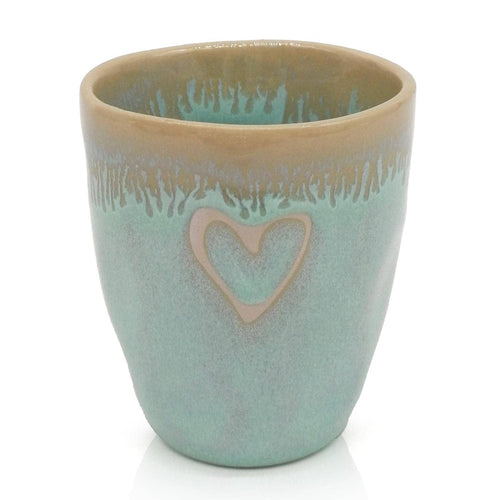 Steengoed espresso kopje 'Hart' in turquoise