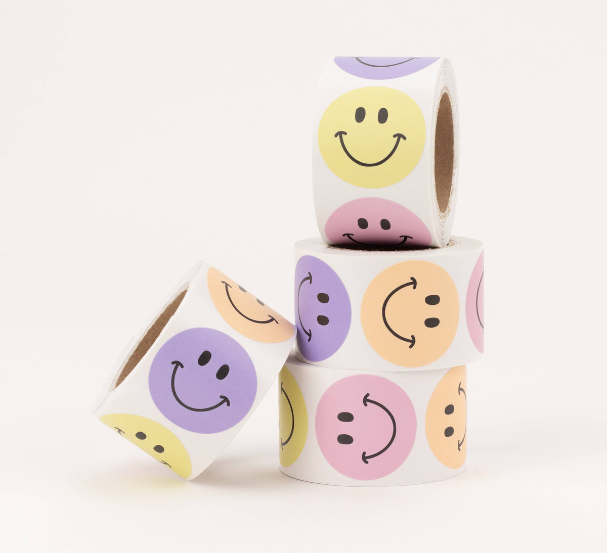 Smiley-sticker, lila / geel / oranje / roze