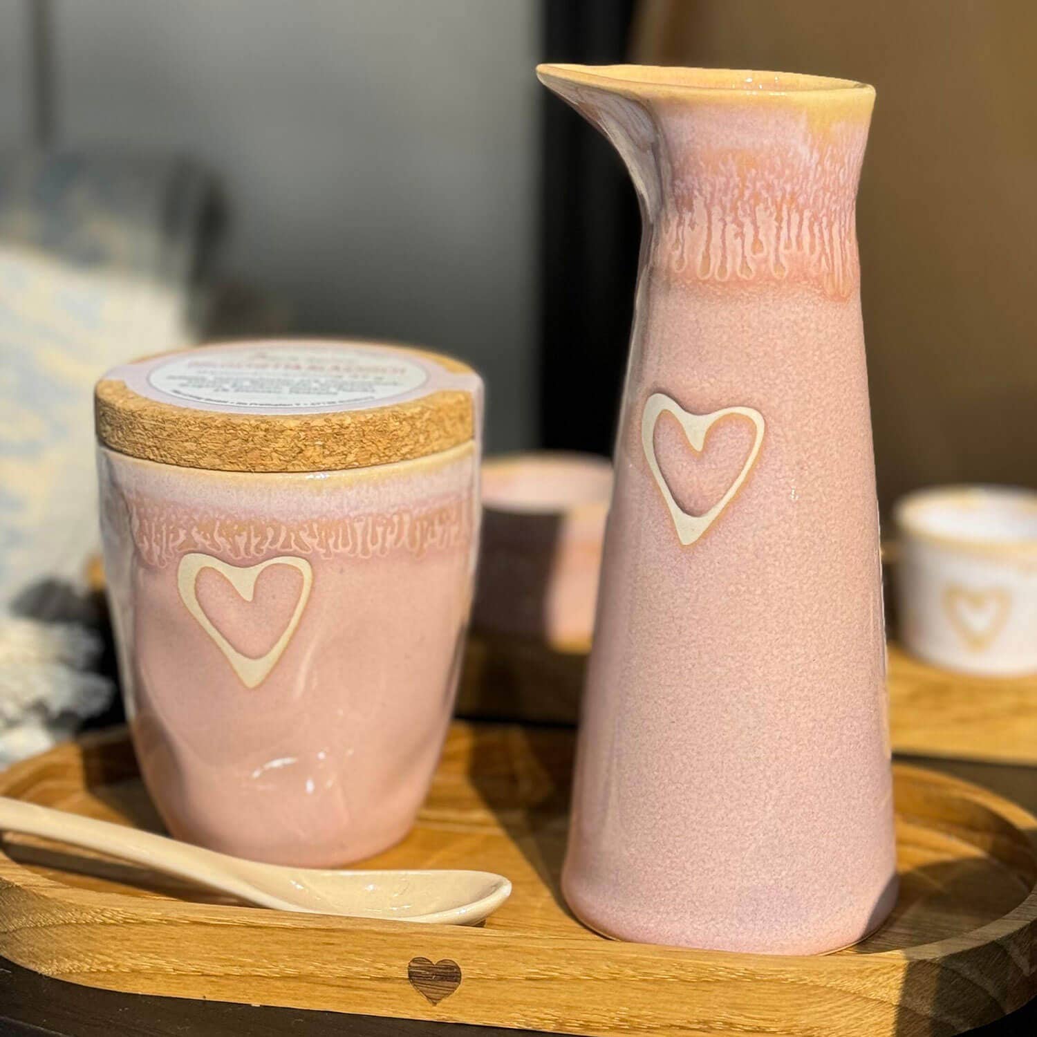 Steengoed melkkan "Hart" roze