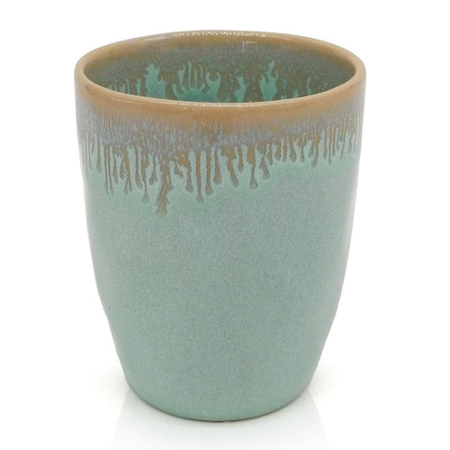 Turquoise stoneware beker