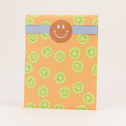 Papieren zakken Smiley, Oranje / Groen: Mini (7cm × 15cm)