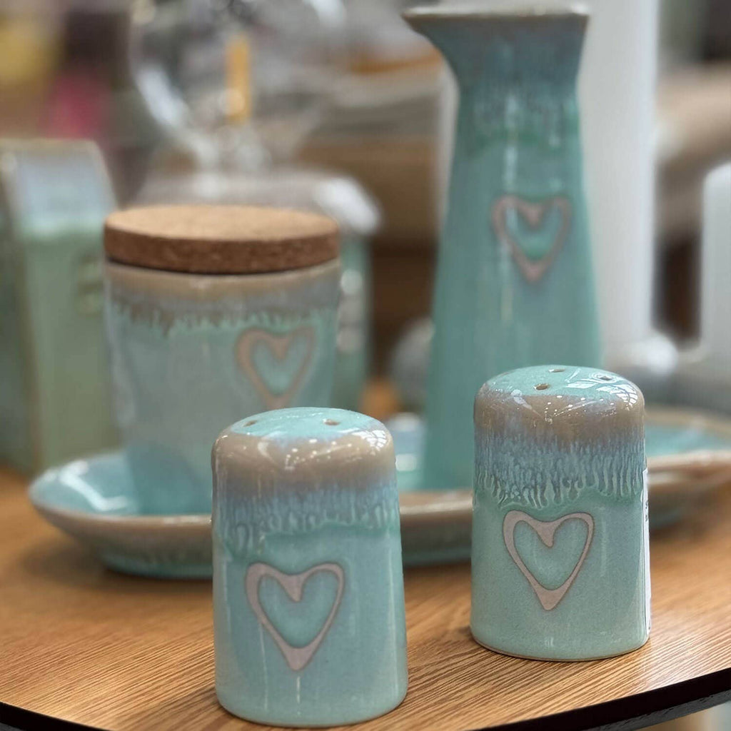 Steengoed melkkan "Hart" turquoise