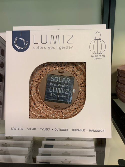 Lumiz Solar Lampion Rond Sashiko - 20cm - Mocha Mousse