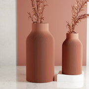 BOTTLE-vaas | Moderne keramiek: Natuurlijk hout / 3-delige set / Met inzetstuk