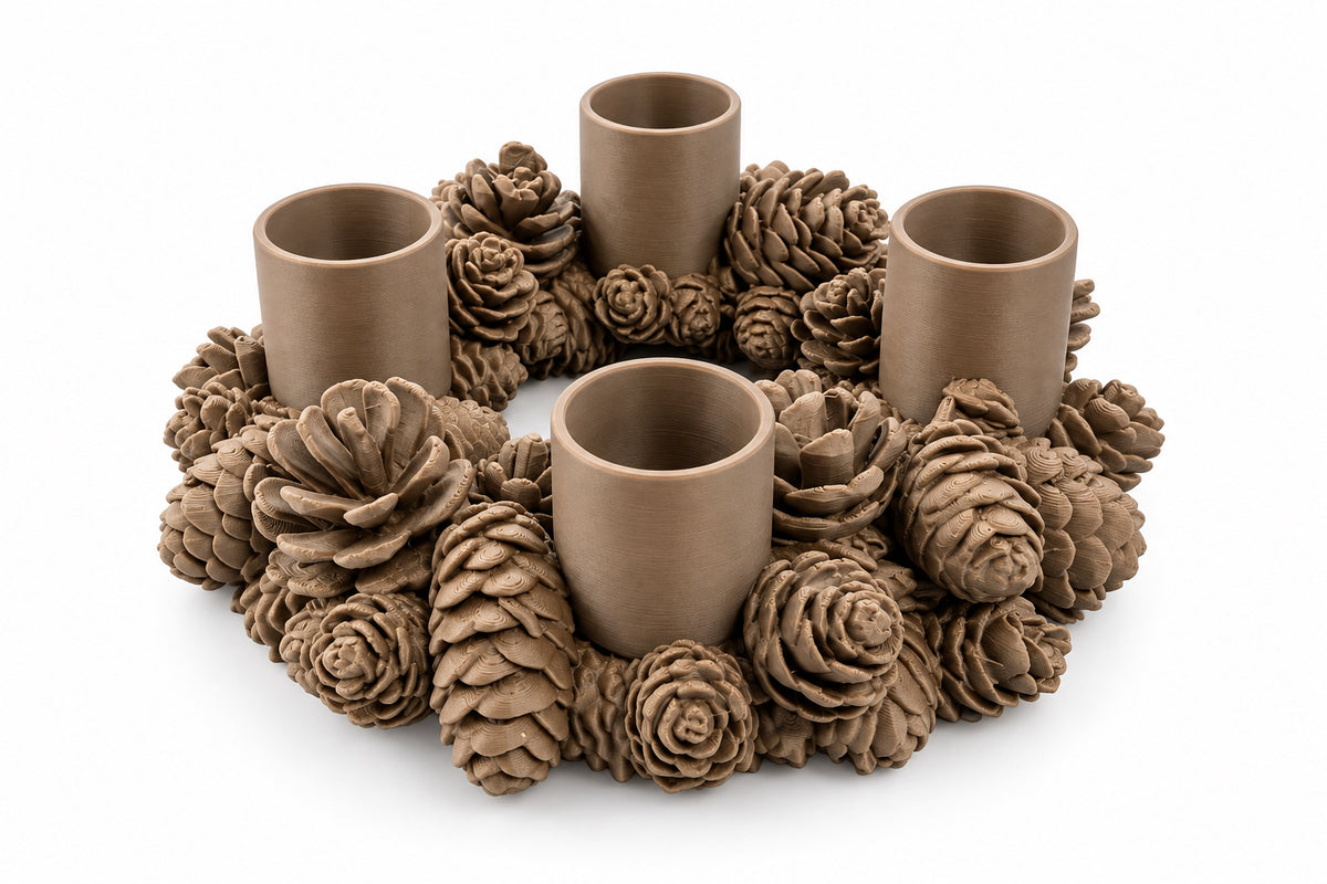 3d geprinte krans dennenappel voor kaarsen