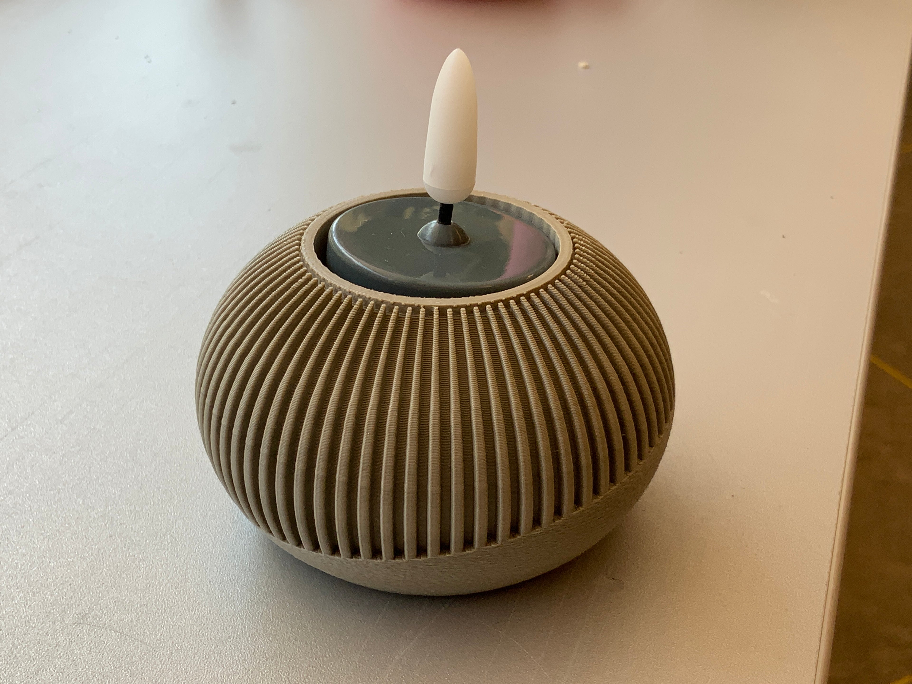 3D geprint waxinelichtje klein taupe